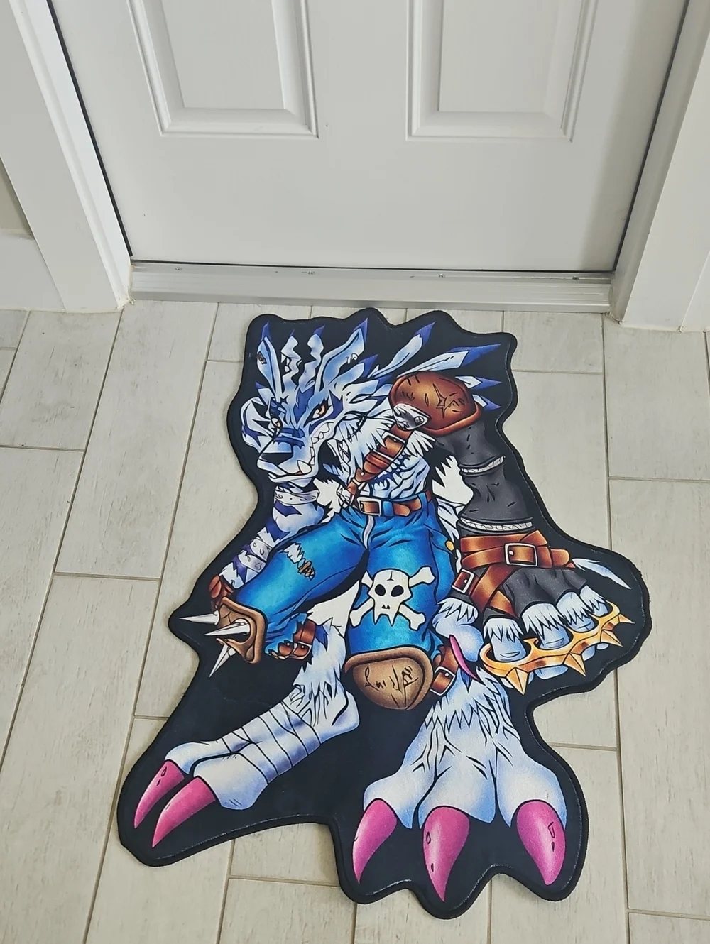 Blue & Pink Wolf Character Floor Mat - Unbranded Home Accent